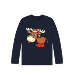 Navy Blue Cheeky Christmas Reindeer Long Sleeves Tee