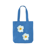 Cornflower Blue White Flowers Twill Tote Bag