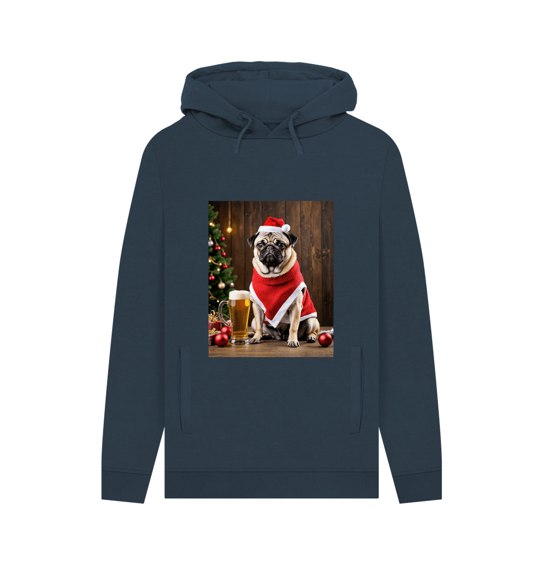 Navy Christmas Pug Hoodie