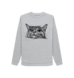 Light Heather Peeking Cat Crew Neck sweater