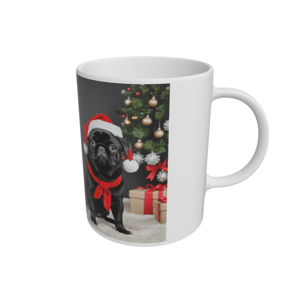 White Christmas Pug Ceramic Mug