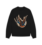 Black Autumn Robin Oversized Jumper