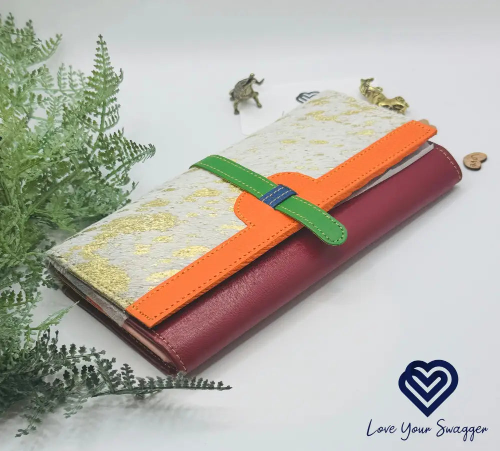 Anya Orange And Gold Wallet Purse.