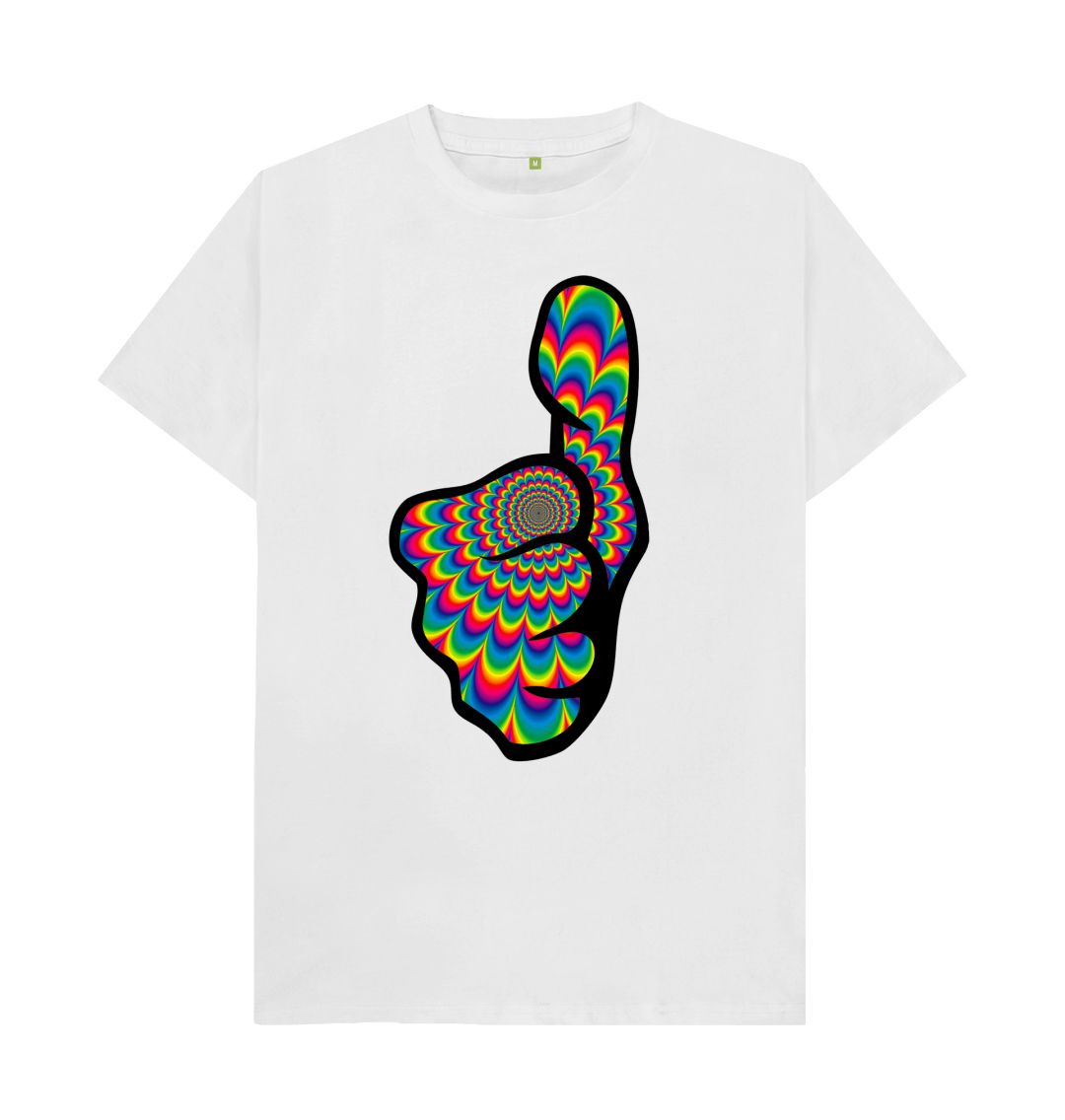 White Pyschadelic Thumbs Up Tee