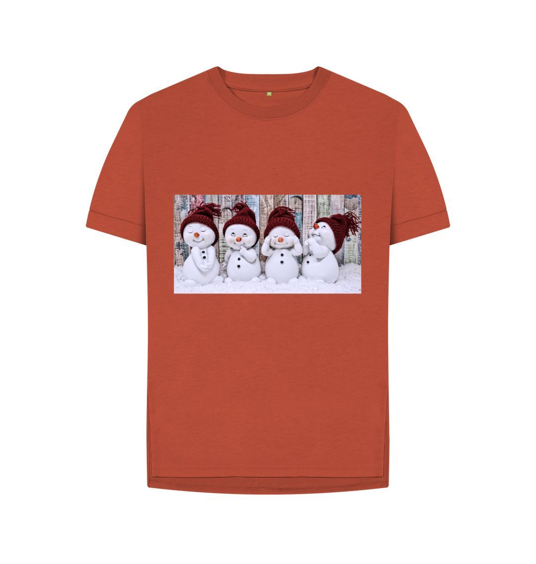 Rust Cute Snowmen Relaxed Tee