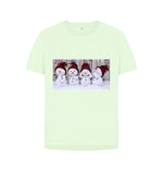 Pastel Green Cute Snowmen Relaxed Tee