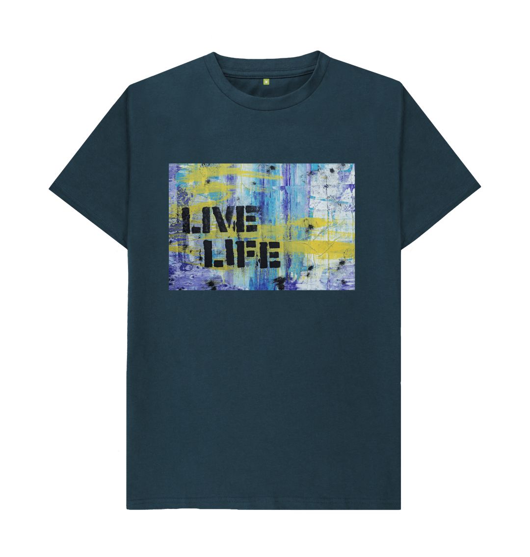 Denim Blue Love To Live Life Tee