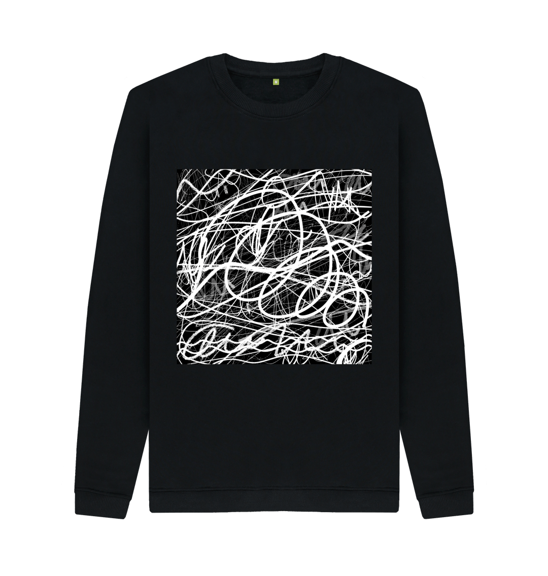 Black Printed Sweater Front