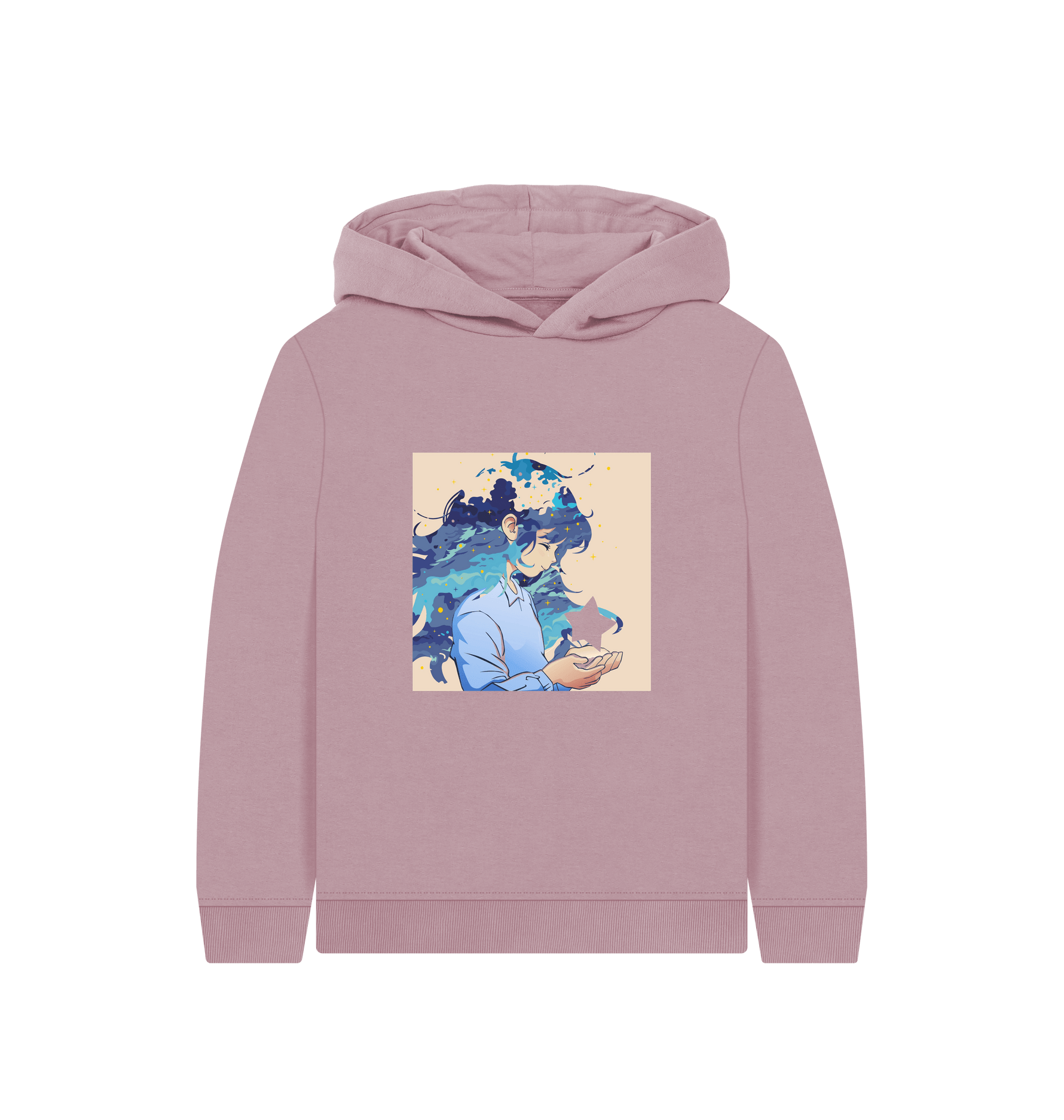 Mauve Printed Kids Hoodie Front
