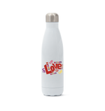 White Stainless Steel Love And Peace Water Bottle