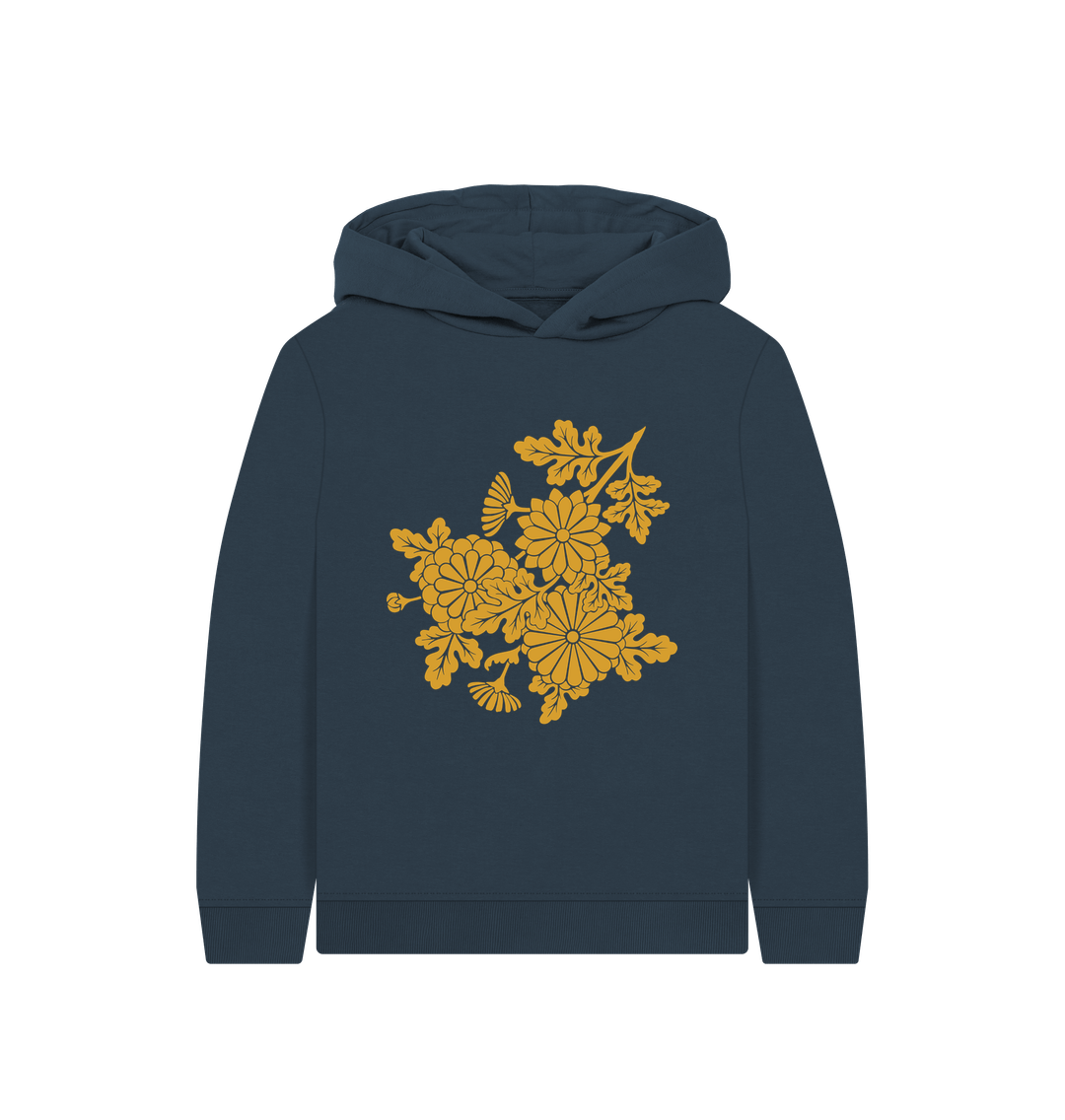 Navy Blue Mustard Flowers Hoodie