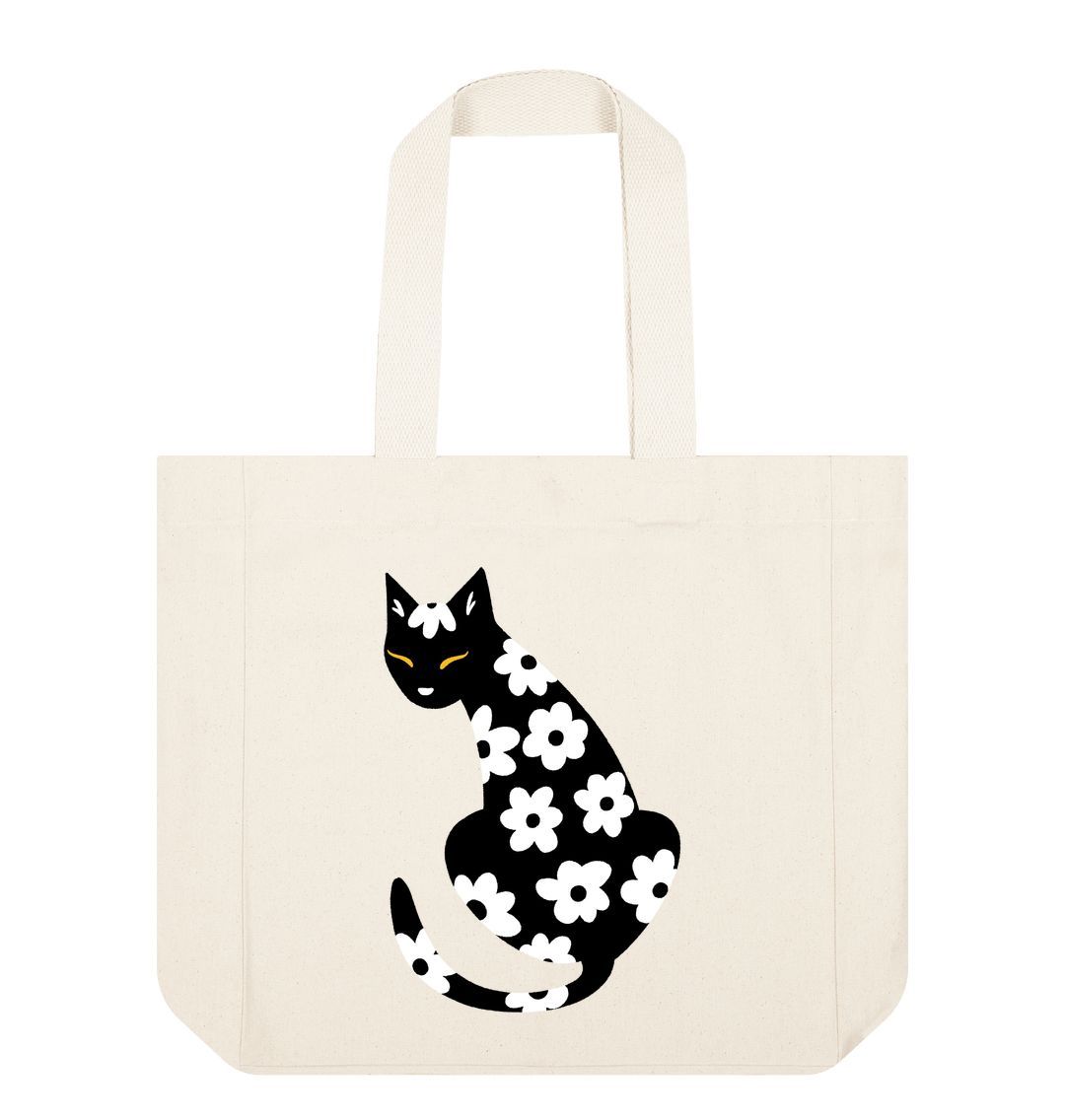 Natural Floral Cat Shopper