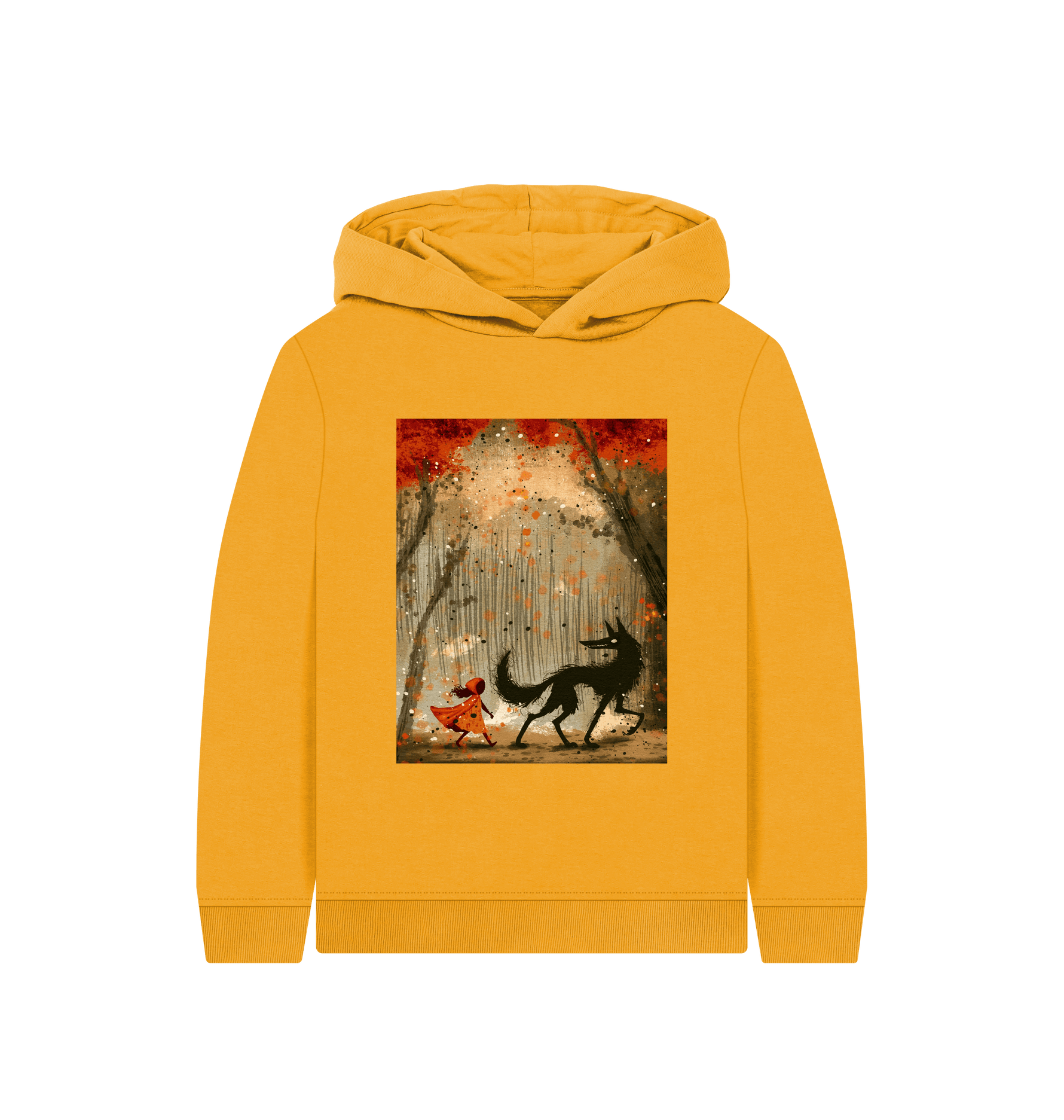 Mustard Printed Kids Hoodie Front
