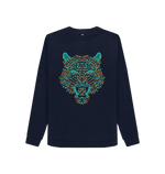 Navy Blue Printed Sweater Front