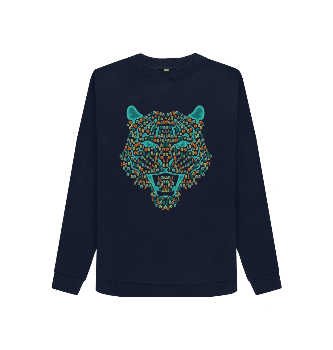 Navy Blue Printed Sweater Front