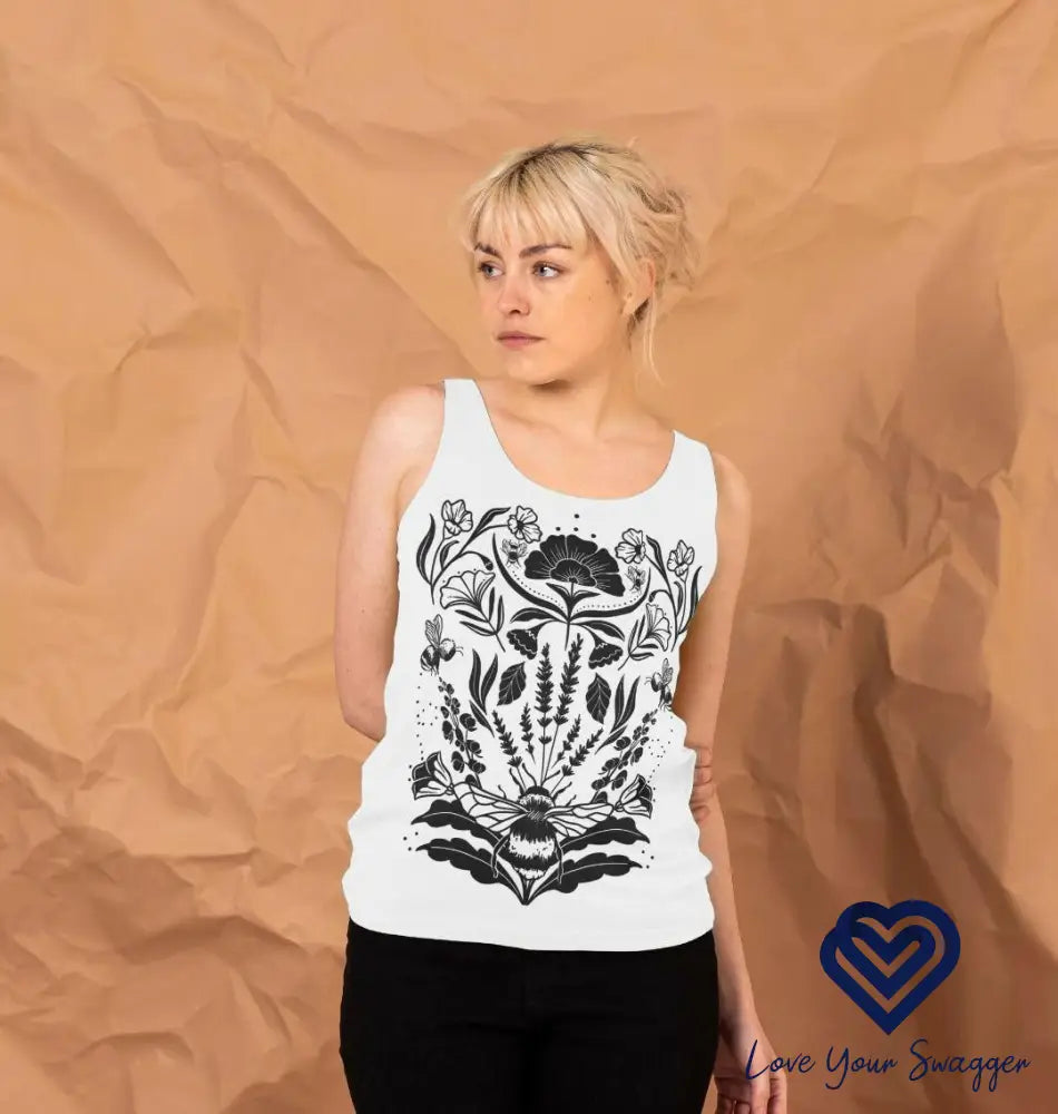 Bee collecting nectar from vibrant flowers while wearing a protective bee vest top, promoting beekeeping and nature.