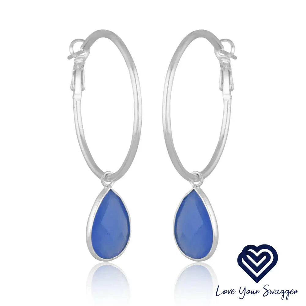Elegant blue chalcedony hoop earrings showcasing unique gemstone beauty and exquisite design for sophisticated style
