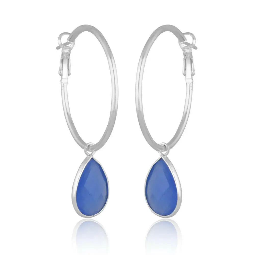 Elegant blue chalcedony hoop earrings showcasing unique gemstone beauty and exquisite design for sophisticated style