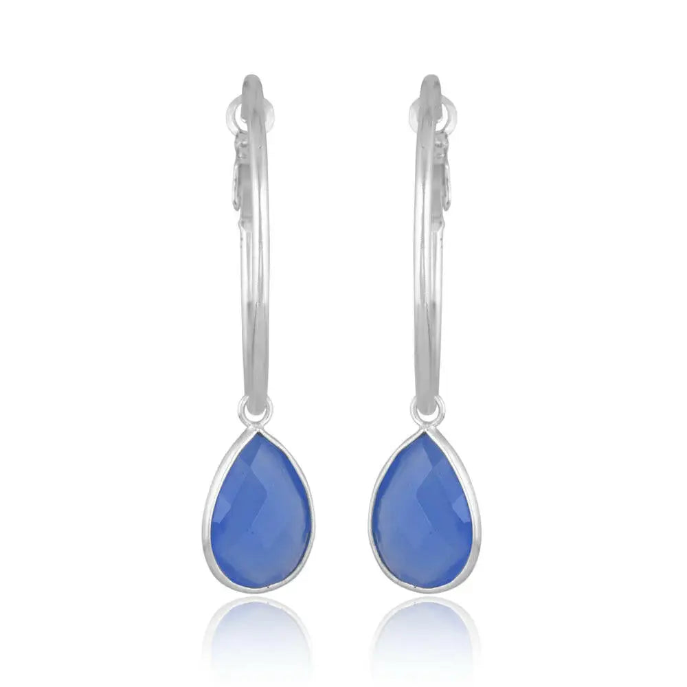 Elegant blue chalcedony hoop earrings showcasing unique gemstone beauty and exquisite design for sophisticated style