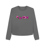 Slate Grey Pink Flowers Boxy Jumper