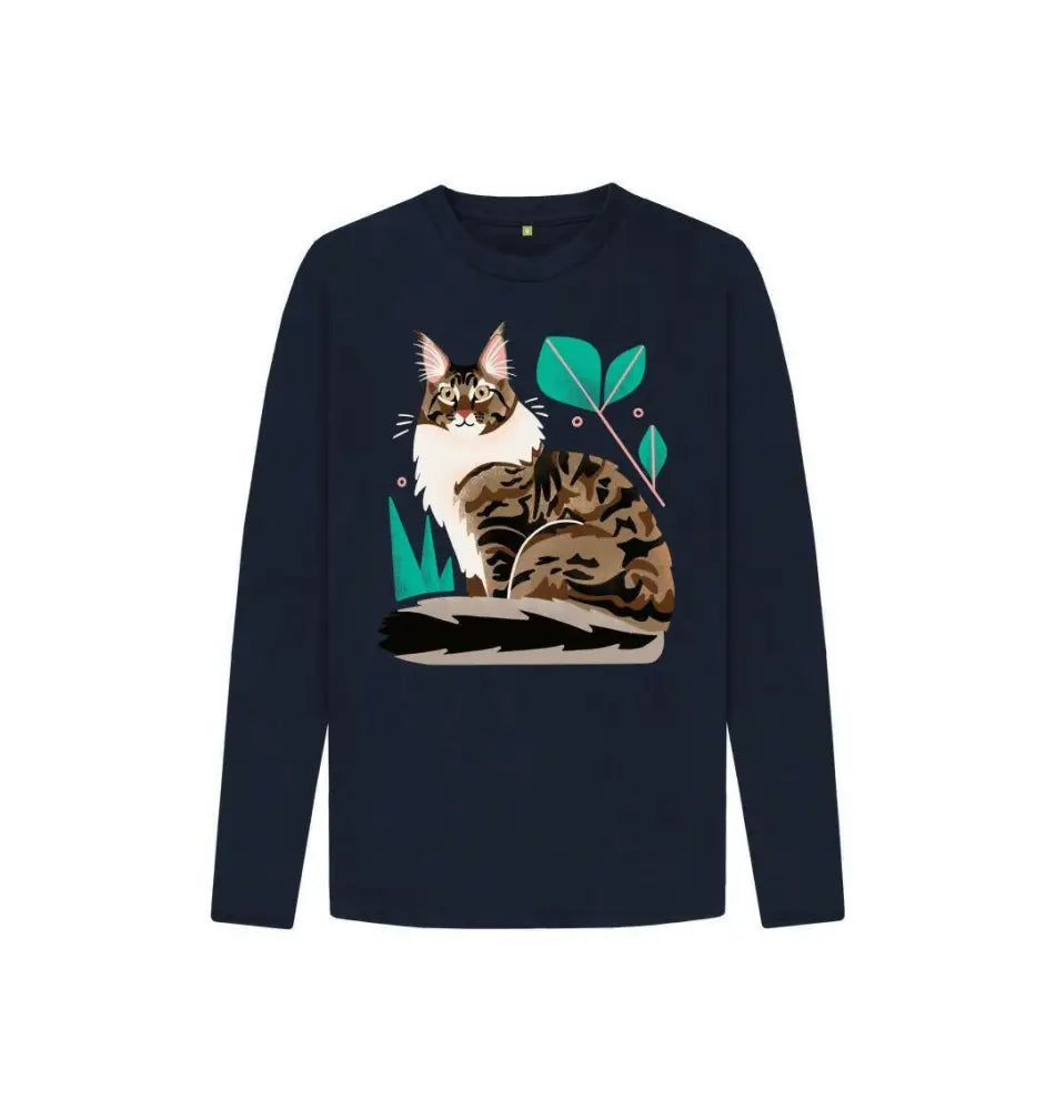 Brown cat wearing a comfortable long sleeve shirt, showcasing casual and stylish apparel for everyday wear.