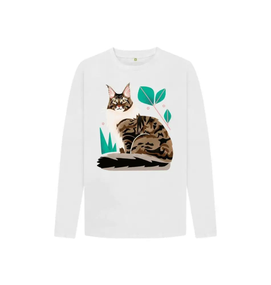 Brown cat wearing a comfortable long sleeve shirt, showcasing casual and stylish apparel for everyday wear.