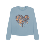 Stone Blue Printed Boxy Jumpers Front