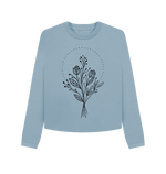 Stone Blue Printed Boxy Jumpers Front