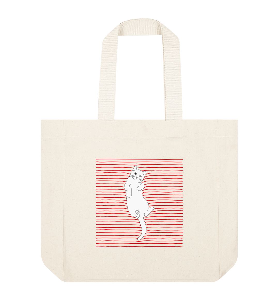 Natural Cute White Cat Shopper Tote