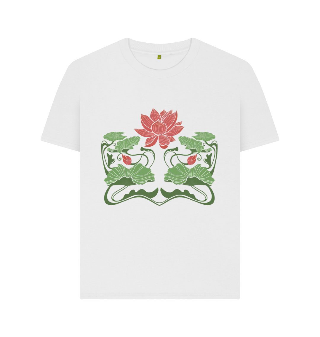 White Pink Lotus Flower Tee