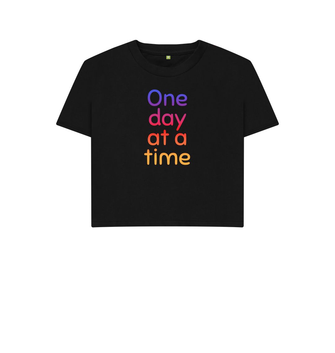 Black One Day At A Time Boxy Tee