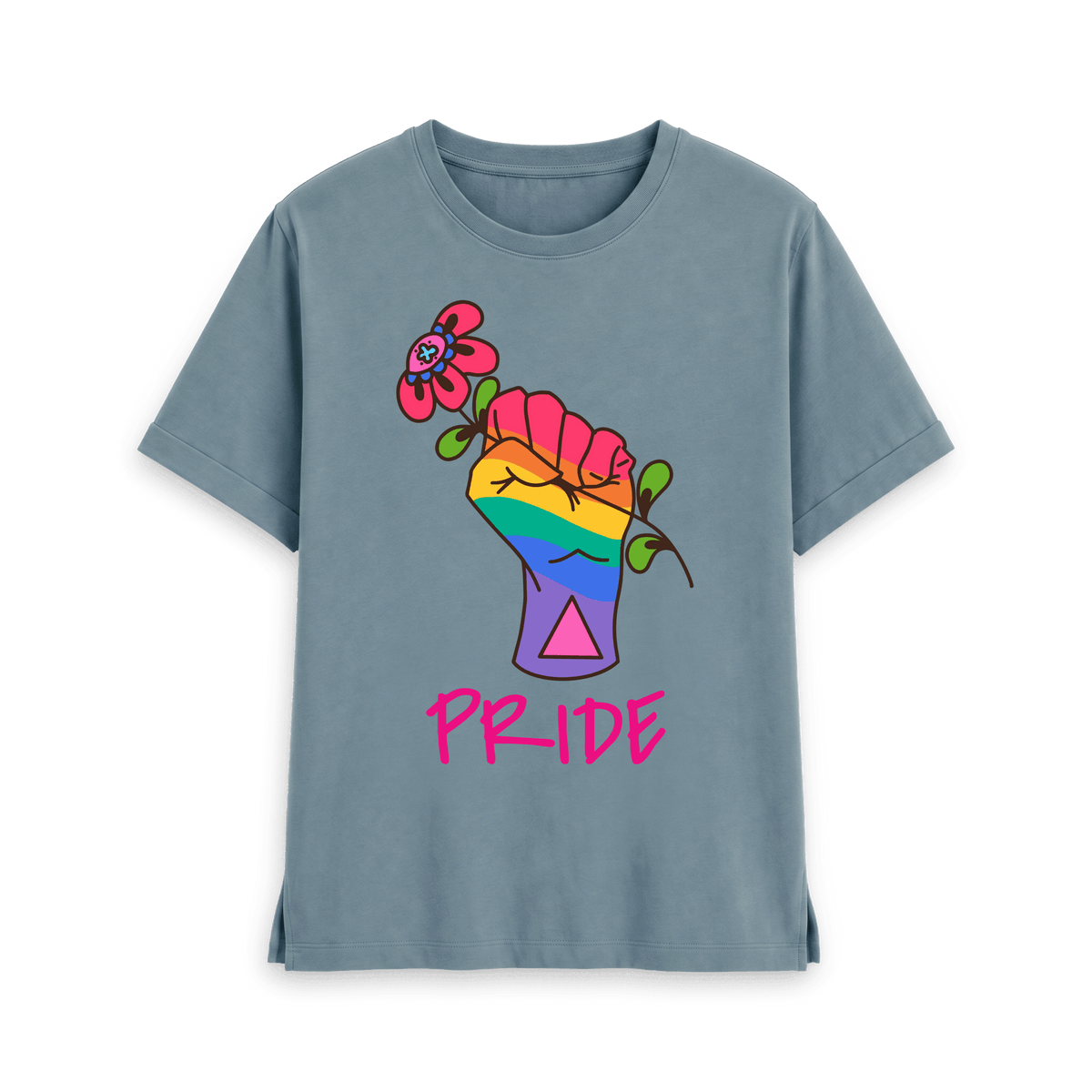 Stone Blue Printed T-shirt Front