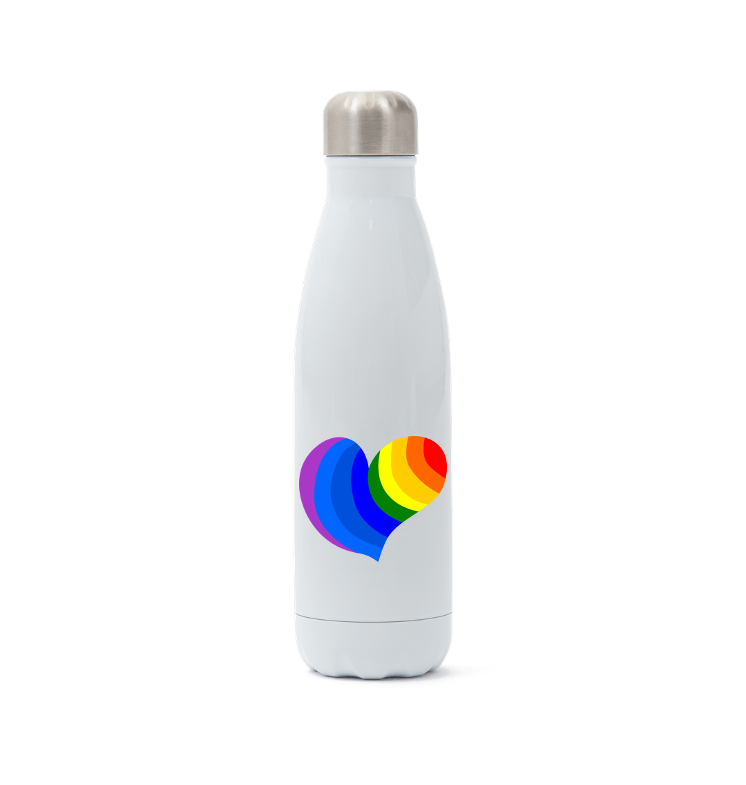 White Stainless Steel Pride Heart Water Bottle