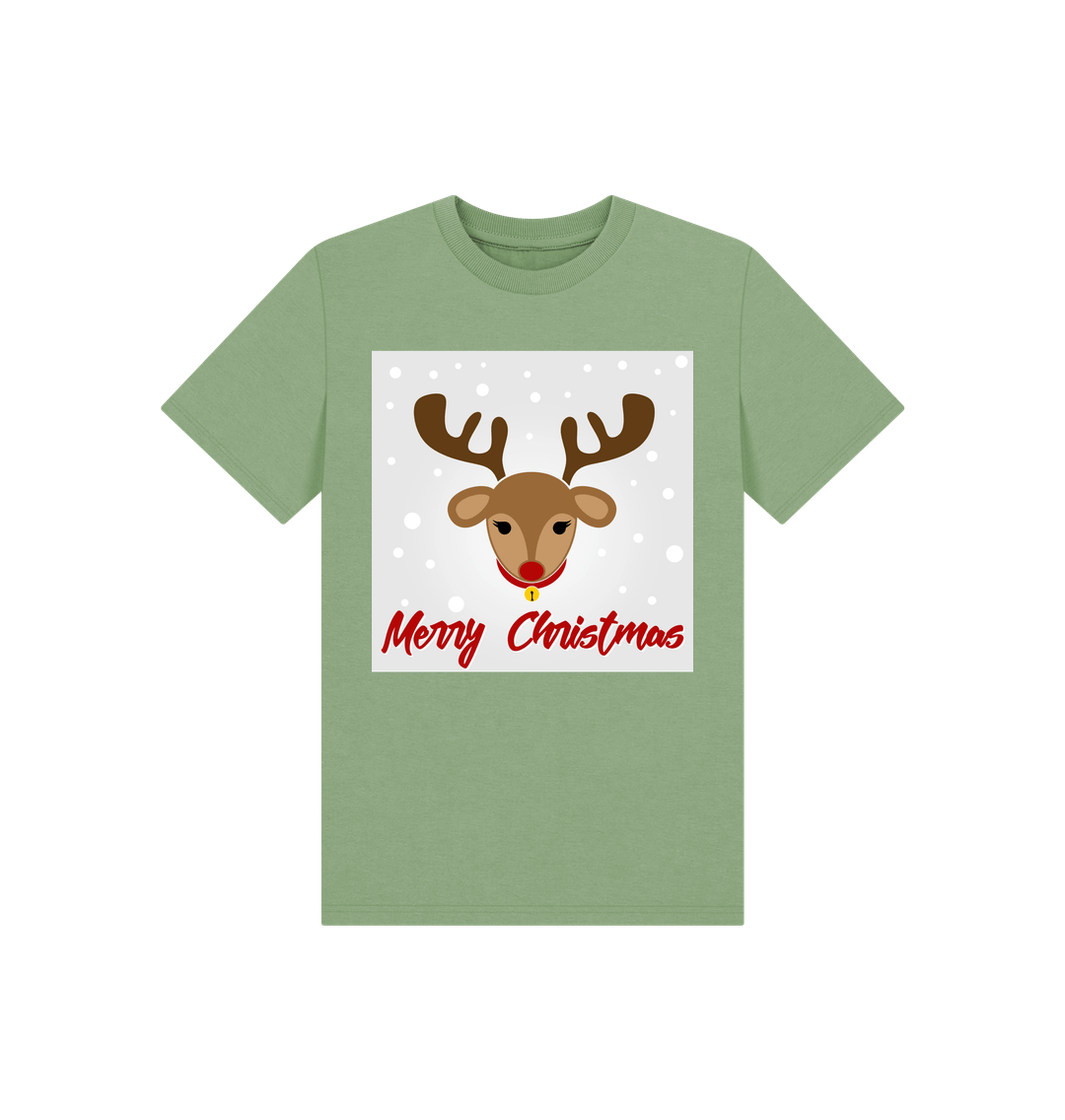 Sage Reindeer Merry Christmas Tee