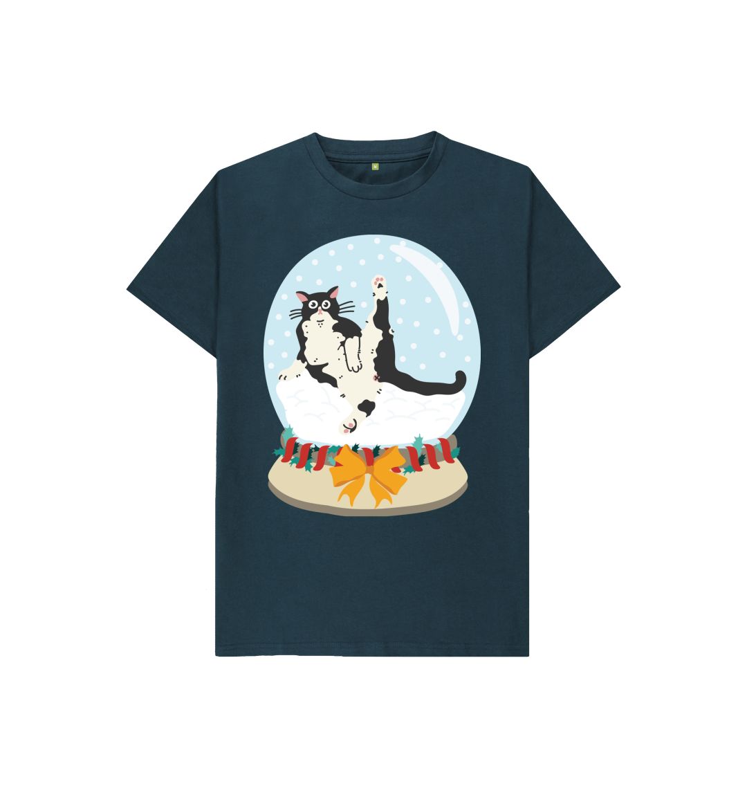 Denim Blue Cat Snow Globe Tee