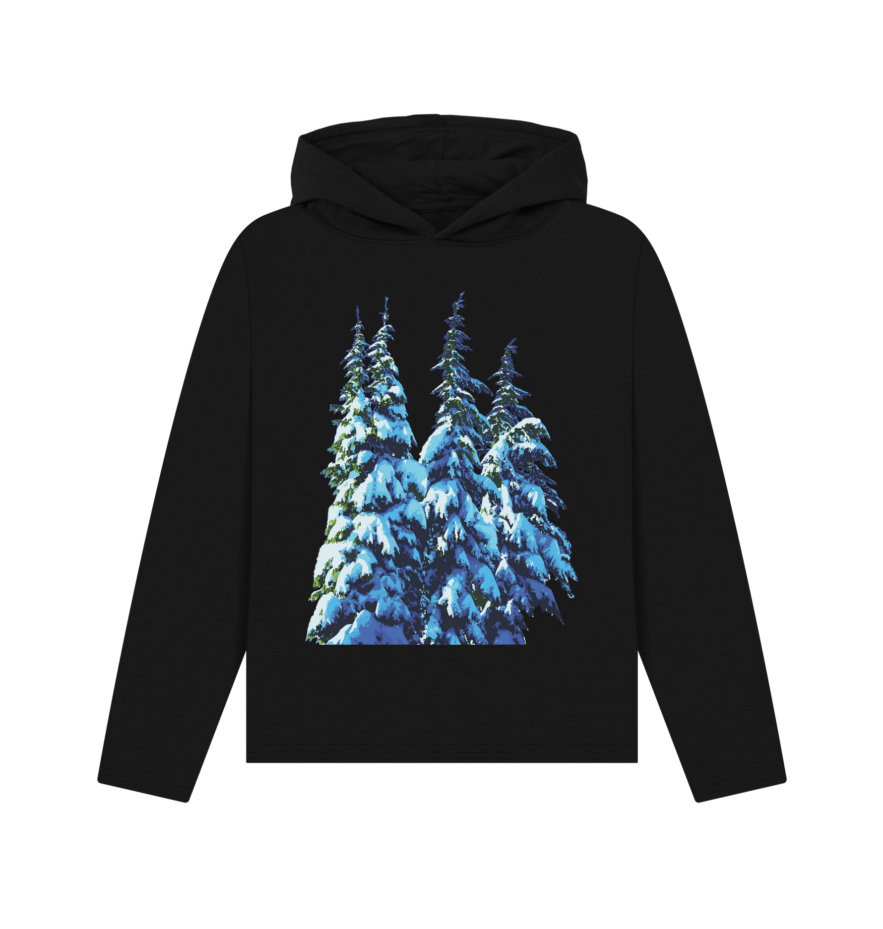 Black Printed Hoody Front