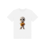 Mummy and pumpkin tee featuring stylish Halloween-themed design perfect for festive autumn celebrations