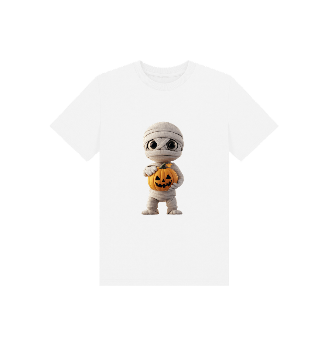 Mummy and pumpkin tee featuring stylish Halloween-themed design perfect for festive autumn celebrations