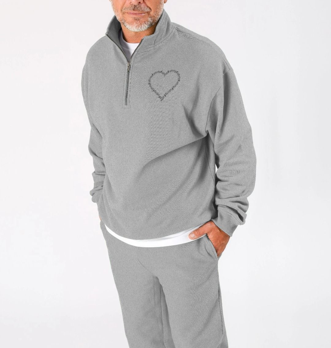 Uinsex Heart Quarter Zip Sweatshirt