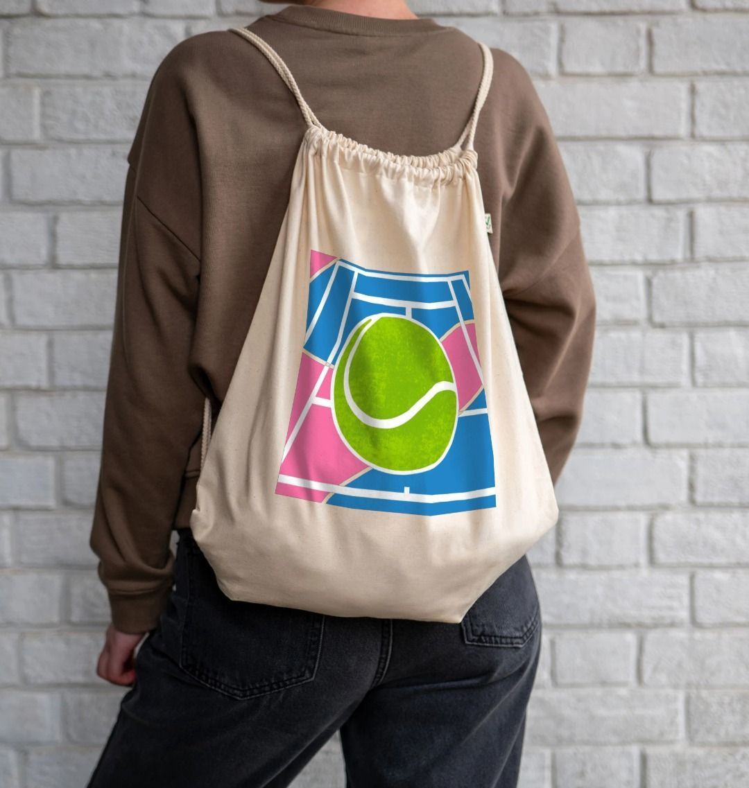 Play Tennis Drawstring Bag