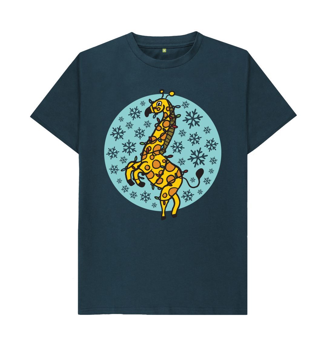 Denim Blue Giraffe Christmas Tee