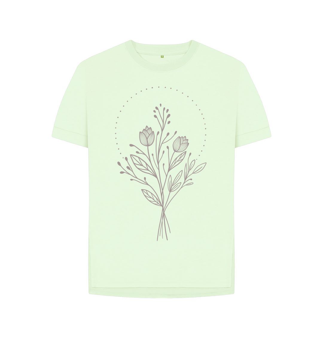 Pastel Green Grey Tulips Relaxed Fit Tee