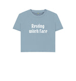 Stone Blue Resting Witch Face Boxy Tee