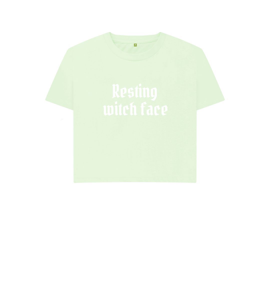 Pastel Green Resting Witch Face Boxy Tee