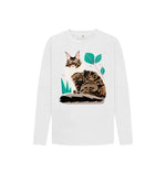 White Brown Cat Long Sleeve Tee