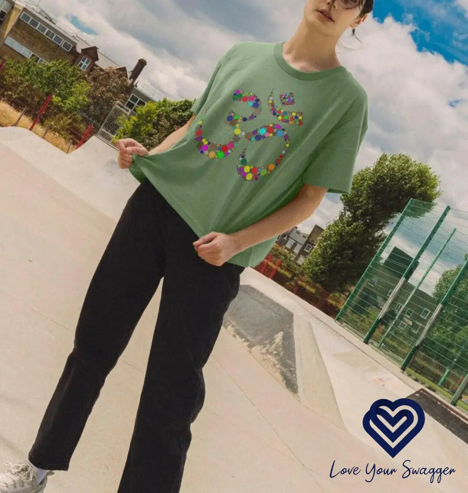 Colourful swagger design featuring Om symbol, representing spiritual elegance and vibrant cultural expression