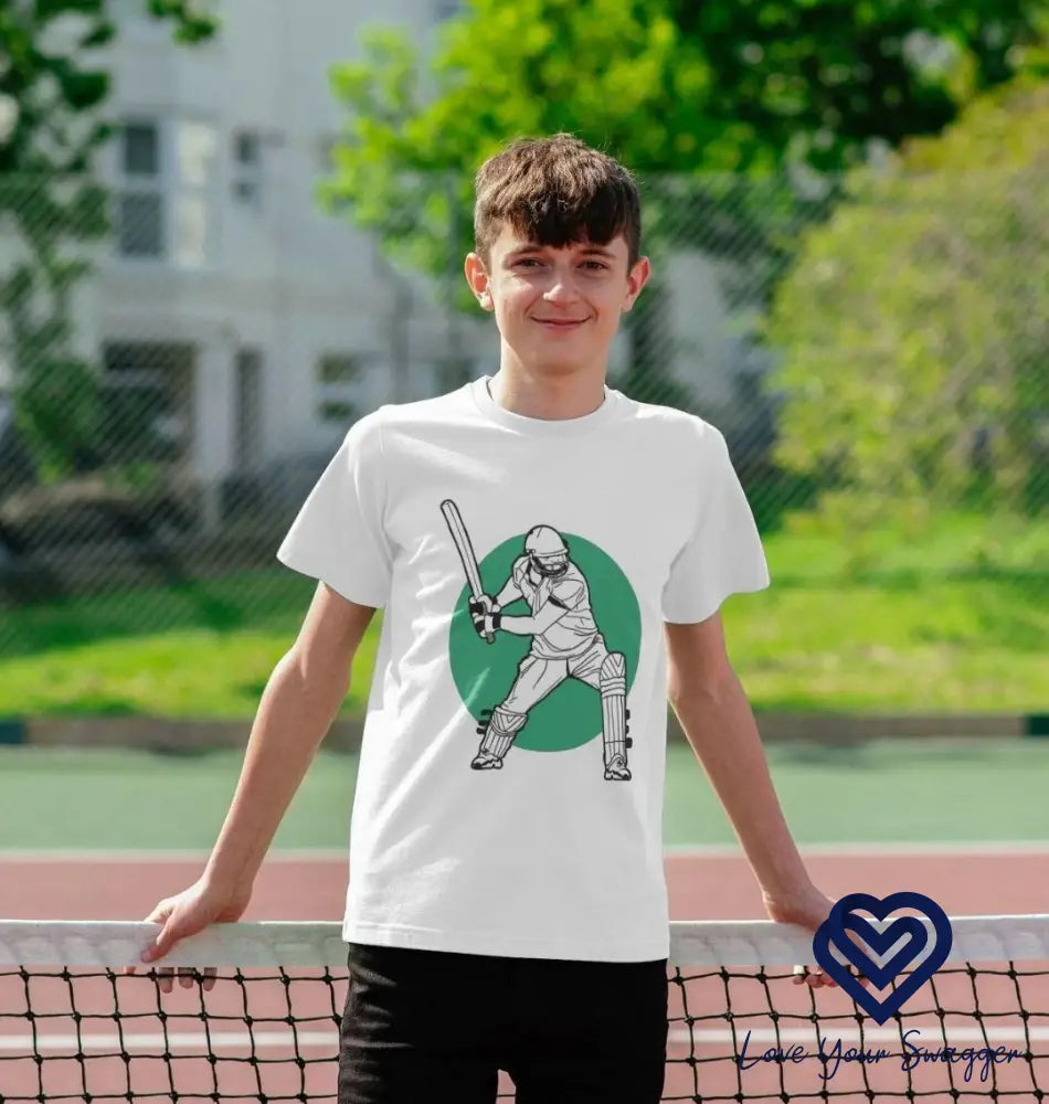 Stylish Cricket Tee showcasing swagger and comfort, perfect for cricket enthusiasts seeking premium sports apparel.