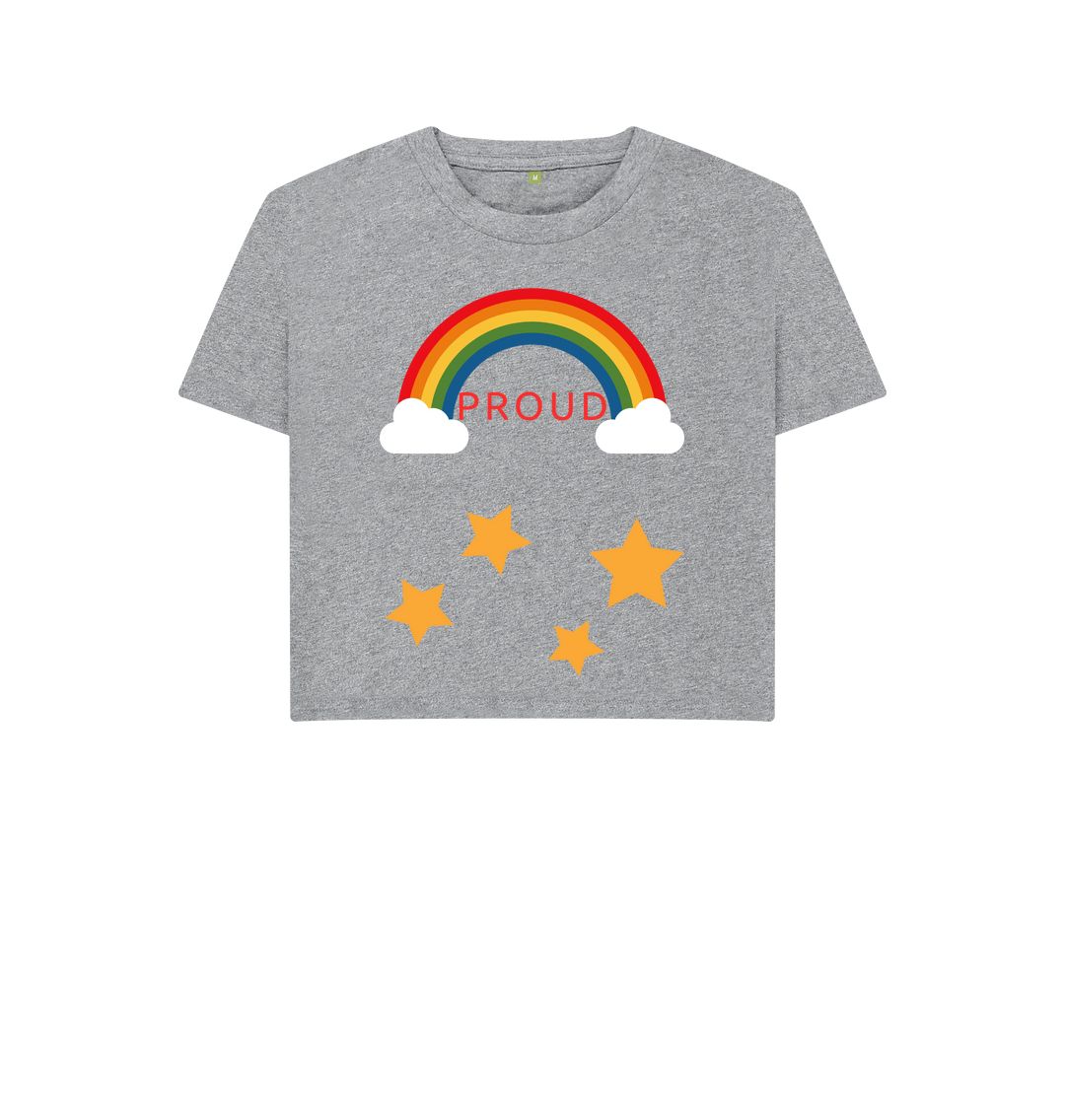 Athletic Grey Rainbow And Stars Proud Boxy Tee