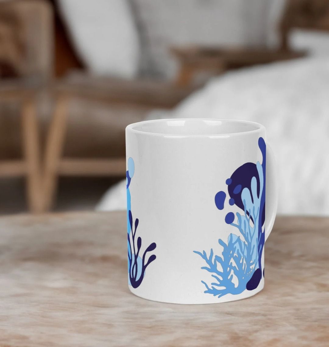 Blue Seaweed Ceramic Mug