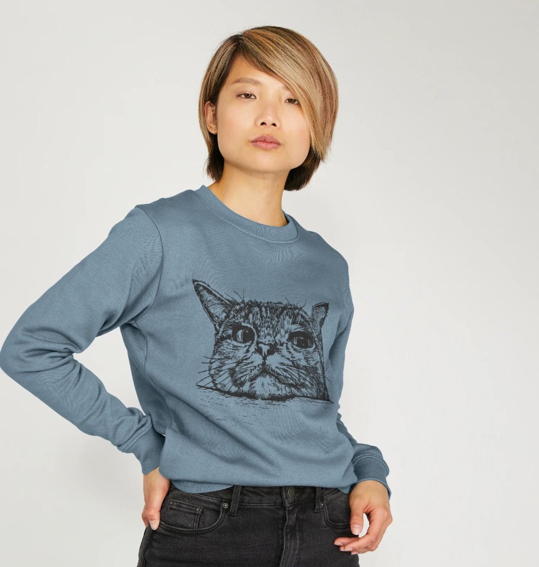 Peeking Cat Crew Neck sweater